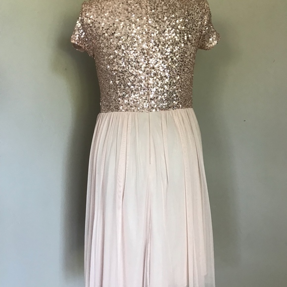 Marina Pink Rose Gold Sequin Dress Tulle Skirt Size 10 Party Holiday - Picture 4 of 8